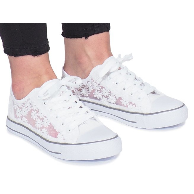 Zapatillas Impress beige calado blanco