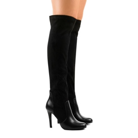 Botas de mujer de ante con tacón 8020 negro