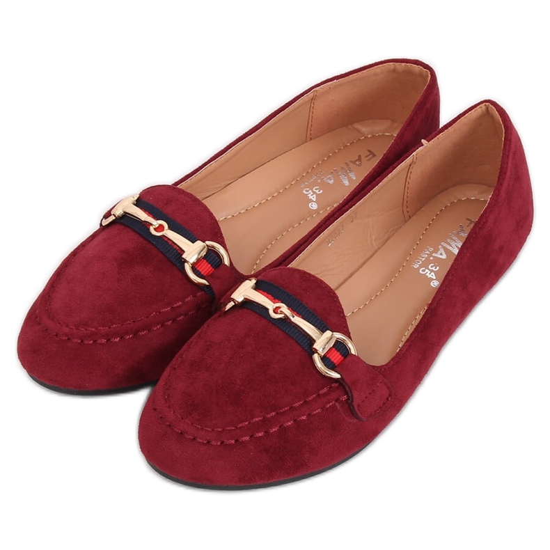 Mocasines de mujer burdeos B2027 Wine rojo
