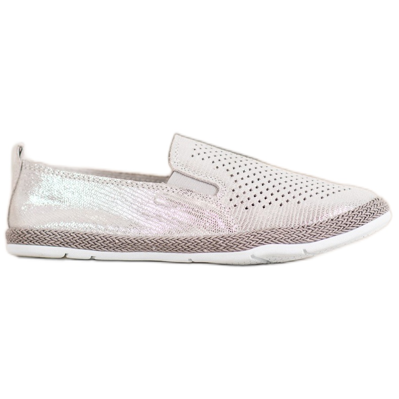 Goodin Alpargatas de piel calada gris amarillo Goodin Alpargatas de piel calada gris amarillo