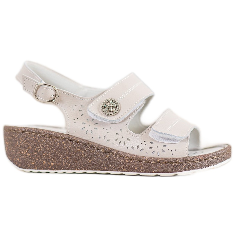Goodin Sandalias de cuña de cuero marrón