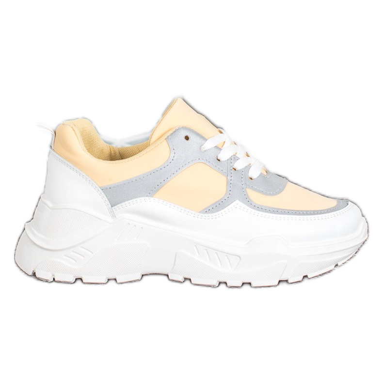 SHELOVET Zapatillas con estilo blanco amarillo SHELOVET Zapatillas con estilo blanco amarillo