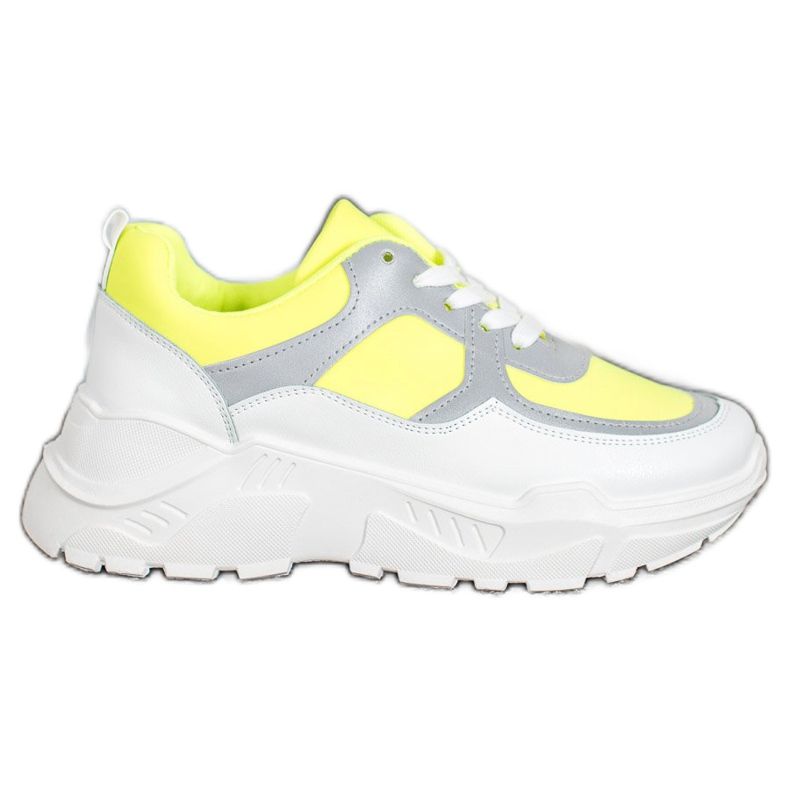 SHELOVET Zapatillas con estilo blanco amarillo