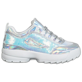 SHELOVET Zapatillas con lentejuelas blanco gris