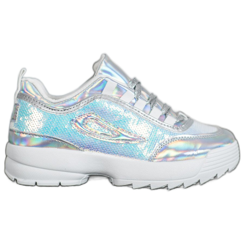 SHELOVET Zapatillas con lentejuelas blanco gris