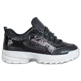 SHELOVET Zapatillas con lentejuelas negro