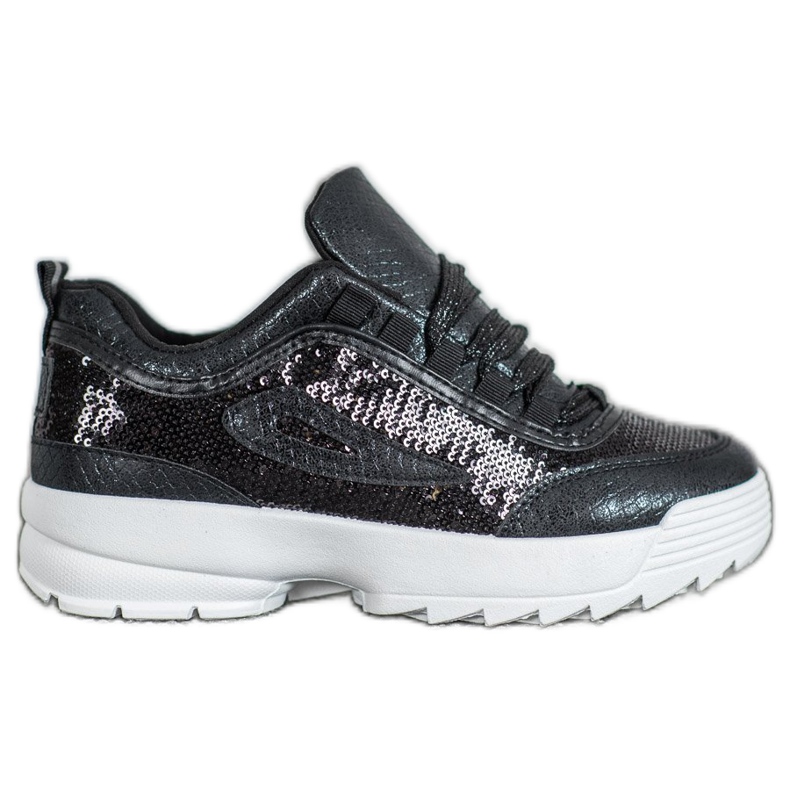 SHELOVET Zapatillas con lentejuelas negro