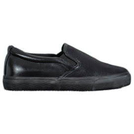 SHELOVET Zapatillas slip-on con purpurina negro