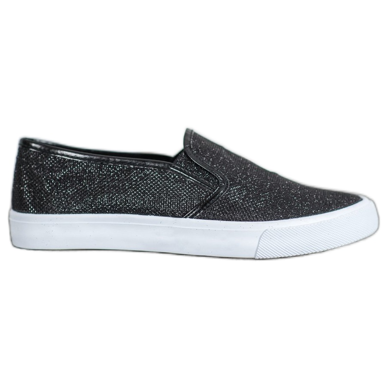 SHELOVET Zapatillas sin cordones con purpurina negro