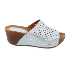 M.Daszyński Zapatillas de cuña de mujer Daszyński SA144-8 azul