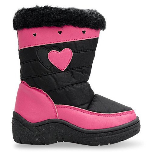 Botas de nieve cálidas para niños DF86 Negro rosado Botas de nieve cálidas para niños DF86 Negro rosado