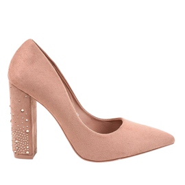 Zapatos de salón de gamuza rosa en el pilar D-1230