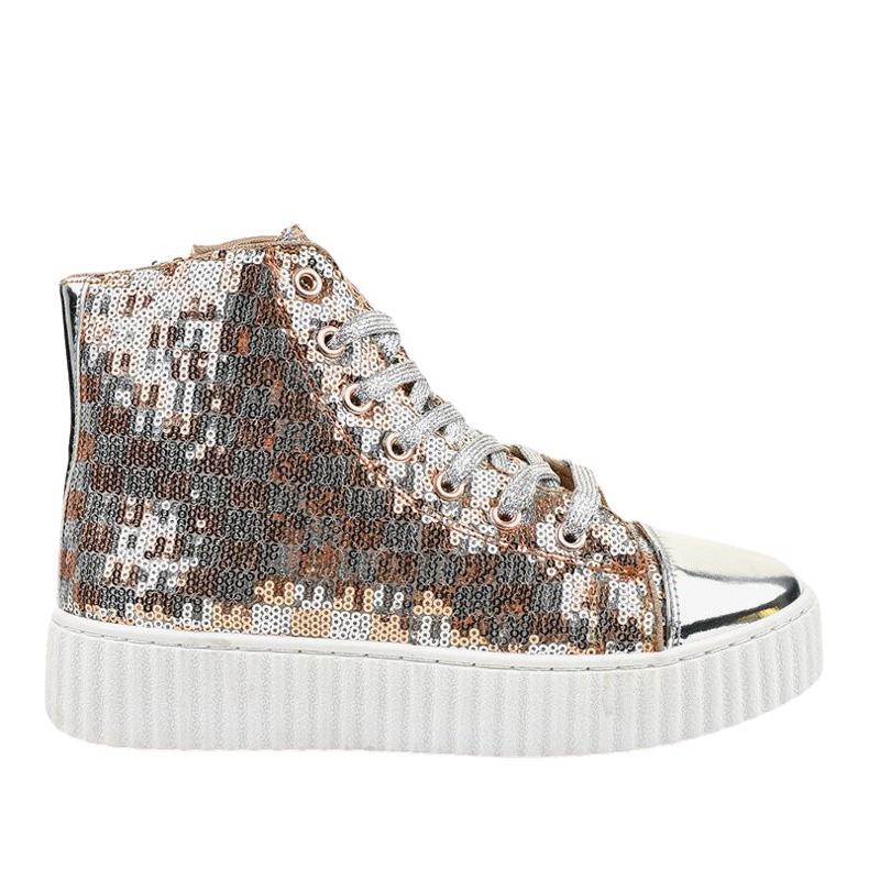 Zapatillas plateadas sobre plataforma con cremalleras 1761 gris