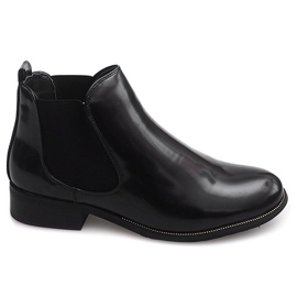 Botines Lacados Con banda elástica QQ48A Negro