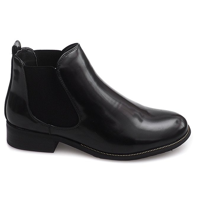 Botines Lacados Con banda elástica QQ48A Negro