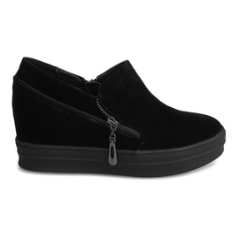 Zapatillas de gamuza con cuña 9168 Negro Zapatillas de gamuza con cuña 9168 Negro