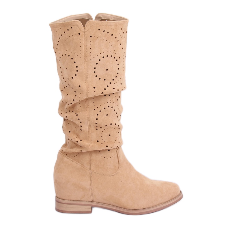 Botas de cuña caladas beige NC1015 Beige Botas de cuña caladas beige NC1015 Beige