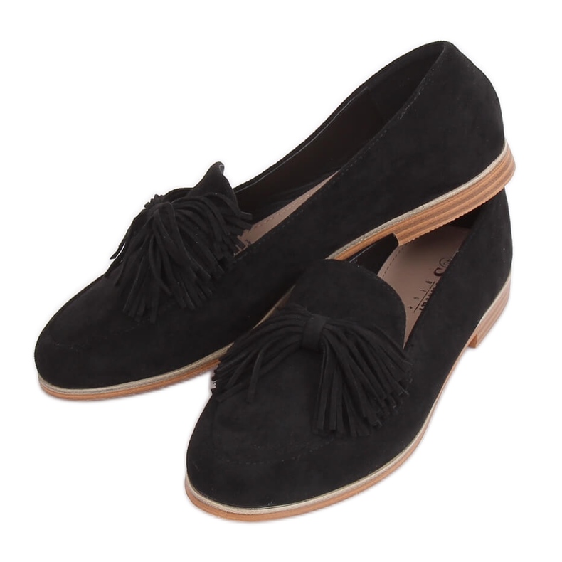 Negro Mocasines de mujer con flecos T357P Negro Negro Mocasines de mujer con flecos T357P Negro