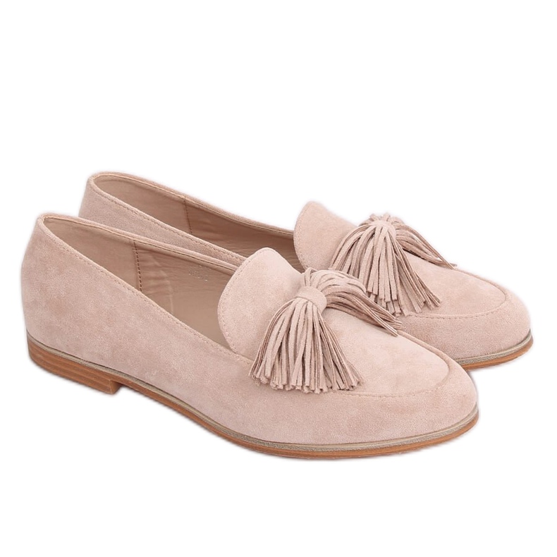 Mocasines de mujer beige con flecos T357P Beige