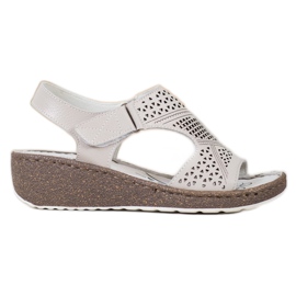 Goodin Sandalias de cuña caladas gris