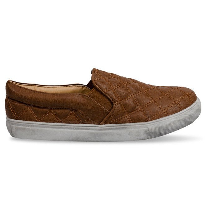 Resbalón acolchado sin cordones 9033 Camel marrón