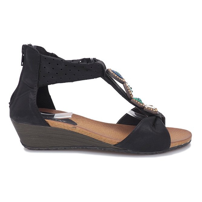 Sandalias de cuña Perlina negras negro Sandalias de cuña Perlina negras negro