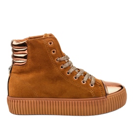 Zapatillas de mujer marrones con plataforma TL-53 marrón