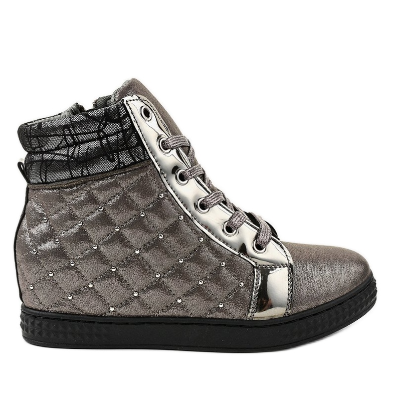 Deportivas lacadas en gris con cuña R468-3