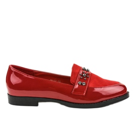 Zapatos sin cordones rojos con tachuelas JN-27