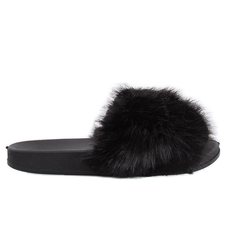 Negro CK107P Pantuflas negras con pelo