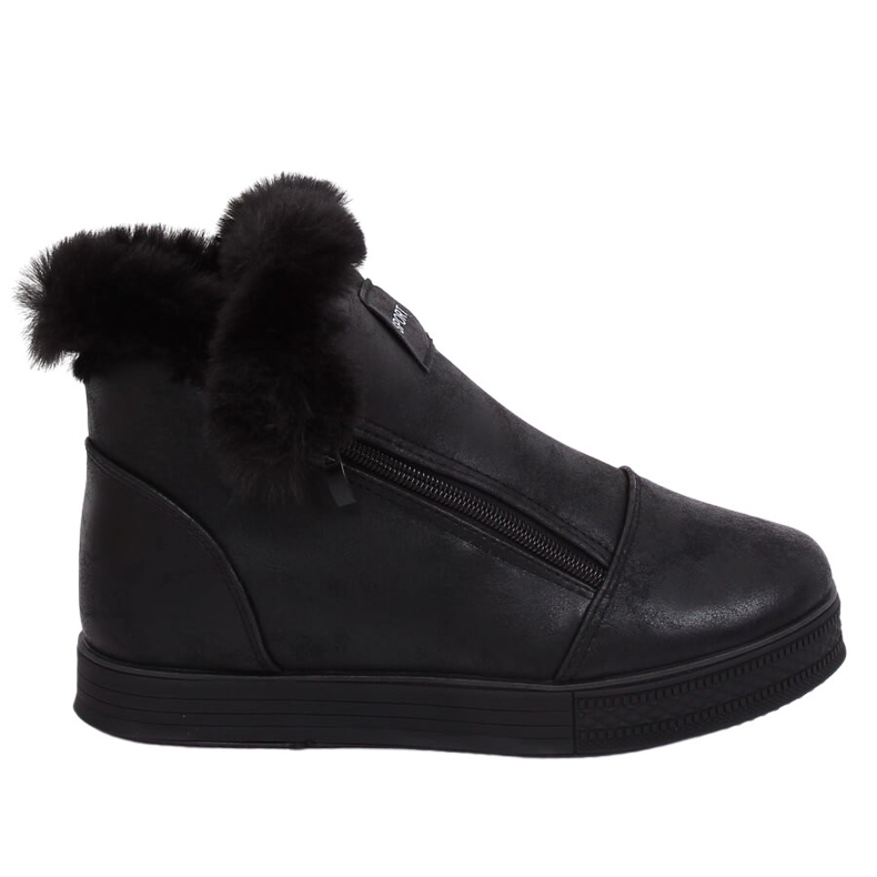 Deportivas negras hasta los tobillos con pelo W19-29 Negro II Calidad