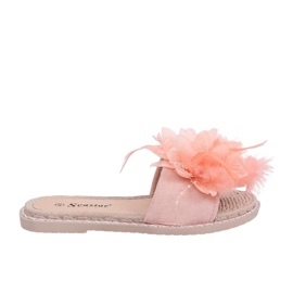 Pantuflas de mujer rosas con plumas CK131P Pink