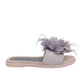 Gris Zapatillas de mujer grises con plumas CK131P Gris púrpura
