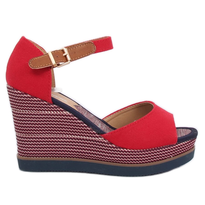 Sandalias rojas con tacón de cuña 9079 Red II Género rojo