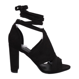 Sandalias negras atadas al tobillo NS112P Negro