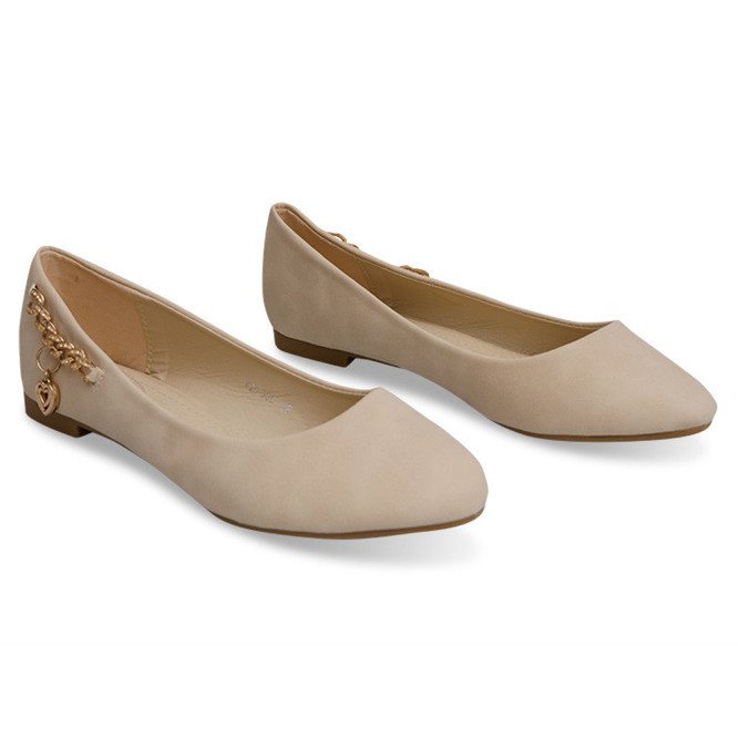 Bailarinas Con Cadena De Oro Y Corazón Y20-90B Beige negro