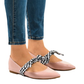 Bailarinas rosas con cordones y lazos NK07P rosado