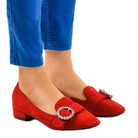 Tacones de ante rojo L419