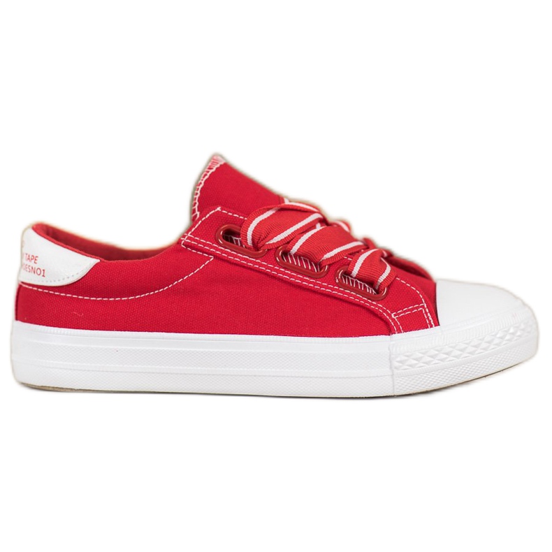SHELOVET Cómodas zapatillas textiles rojo