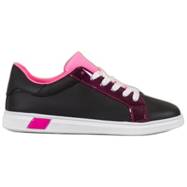 Ideal Shoes Zapatillas de deporte de moda con cuero ecológico negro multicolor