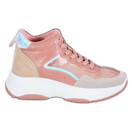 Ideal Shoes Botas altas en la plataforma rosado multicolor