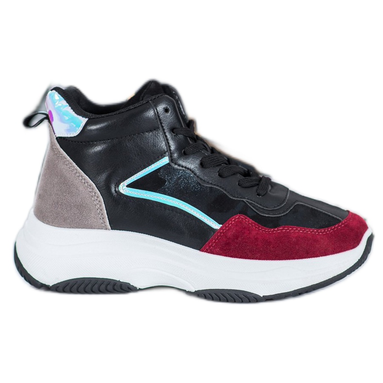 Ideal Shoes Botas altas en la plataforma negro multicolor Ideal Shoes Botas altas en la plataforma negro multicolor