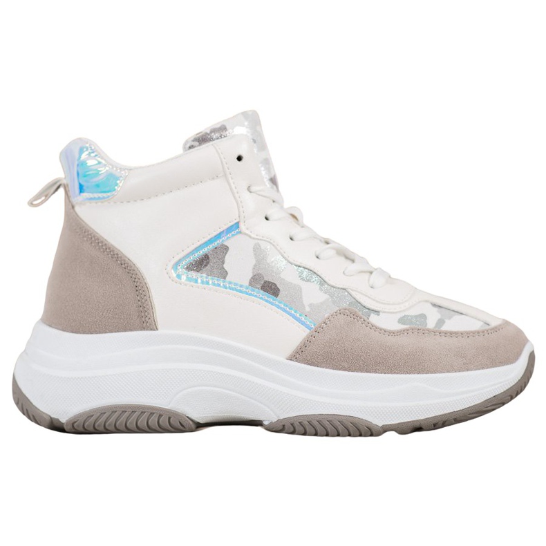 Ideal Shoes Botas altas en la plataforma blanco marrón multicolor Ideal Shoes Botas altas en la plataforma blanco marrón multicolor