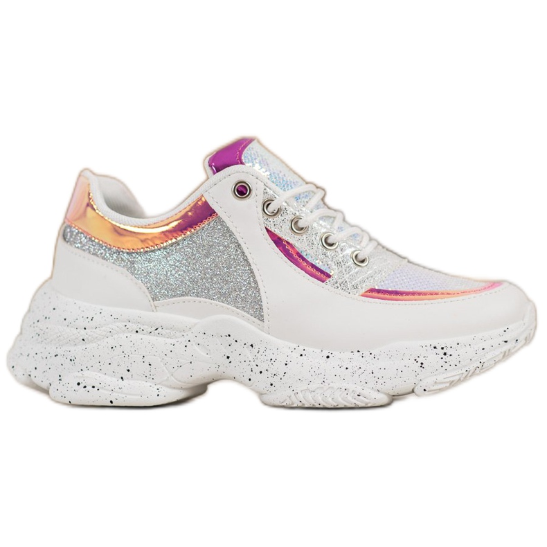 SHELOVET Zapatillas con Lentejuelas en la Plataforma blanco gris multicolor
