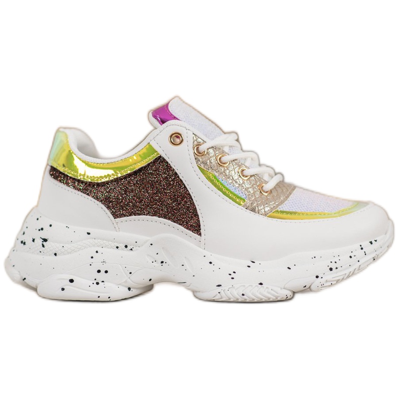 SHELOVET Zapatillas con Lentejuelas en la Plataforma blanco amarillo