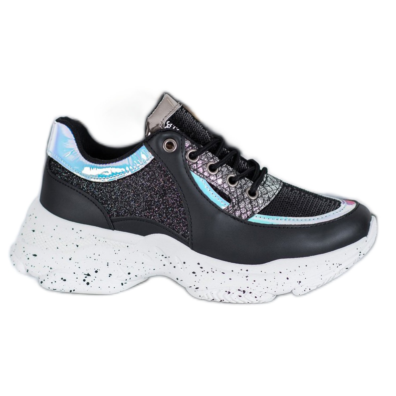 SHELOVET Zapatillas con Lentejuelas en la Plataforma negro multicolor