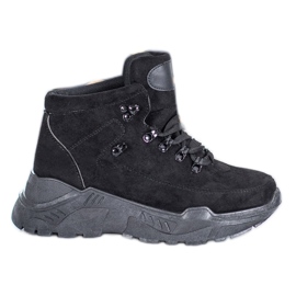 Queentina Zapatillas de gamuza negro