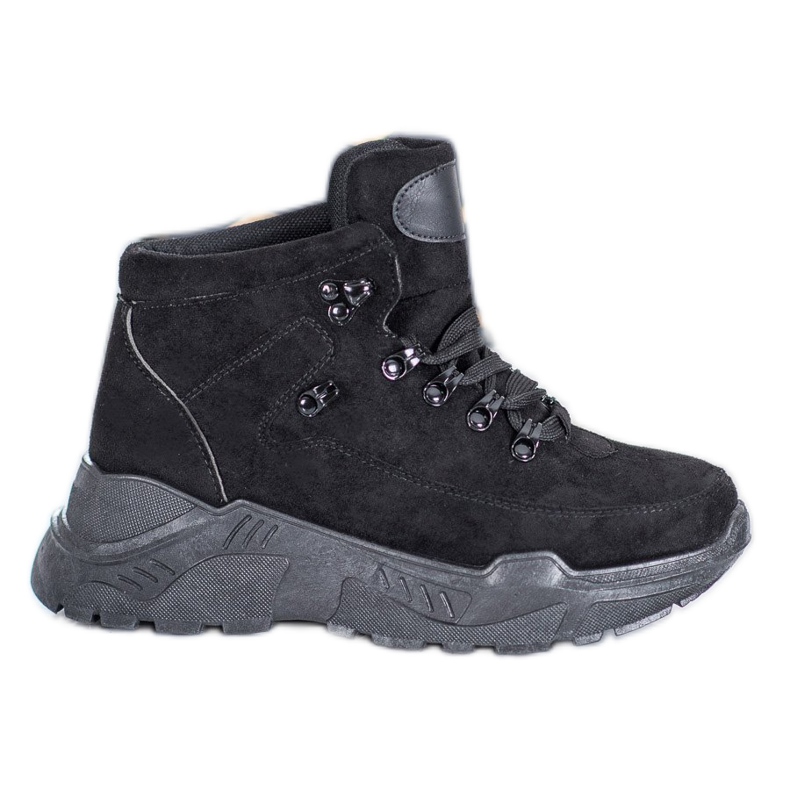 Queentina Zapatillas de gamuza negro