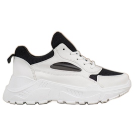 SHELOVET Zapatillas cómodas blanco negro