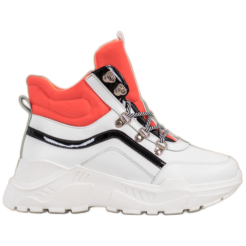 Ideal Shoes Botas de moda blanco naranja multicolor Ideal Shoes Botas de moda blanco naranja multicolor